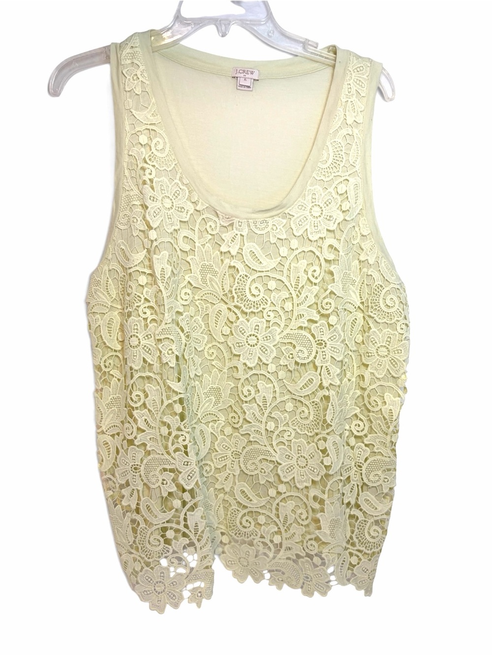 J. Crew Women's Light Yellow/Lime Lace Tank Top Size XL